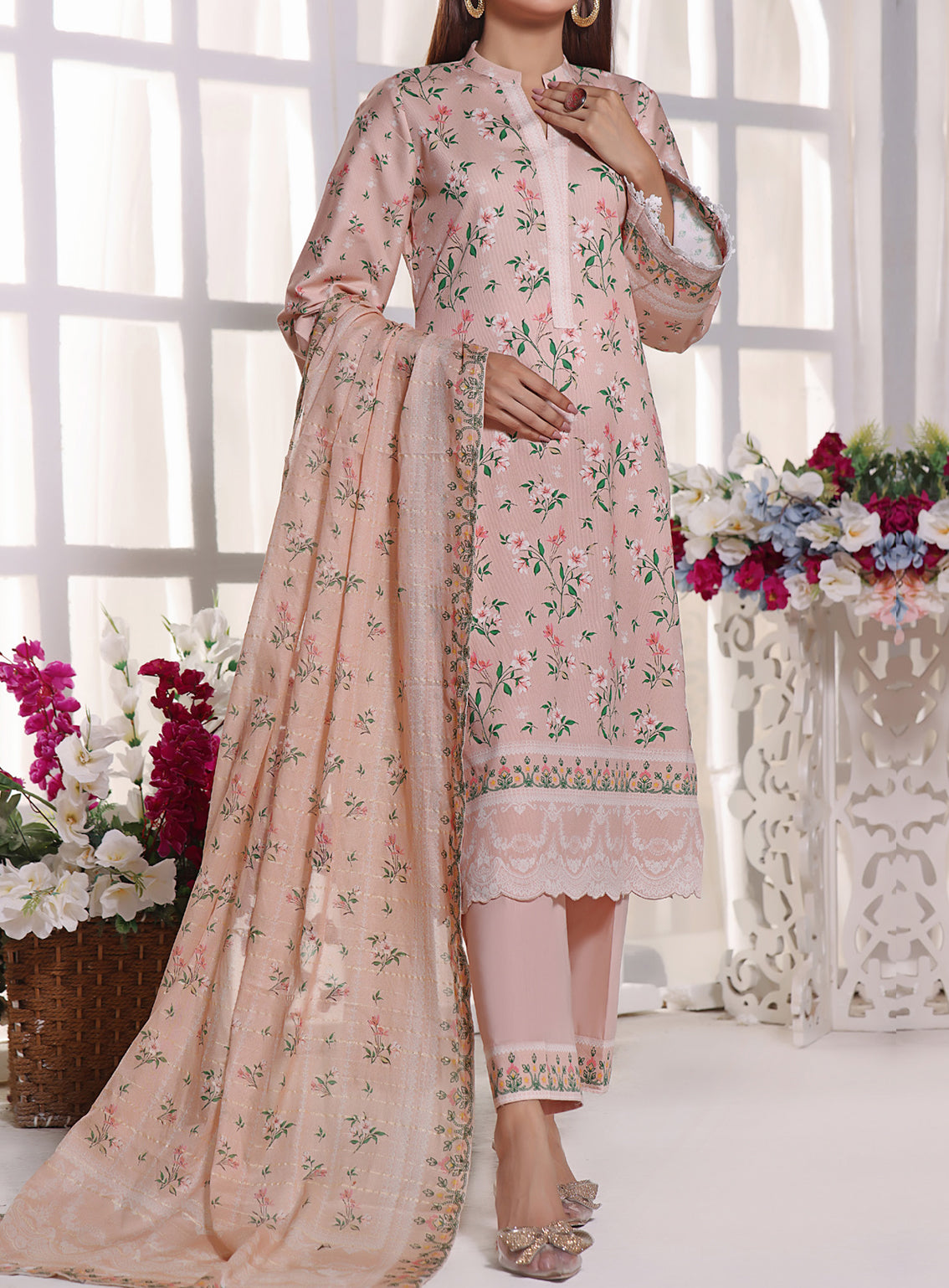 VS Anmol Printed Cottel Unstitched 3 Piece Suit - 250