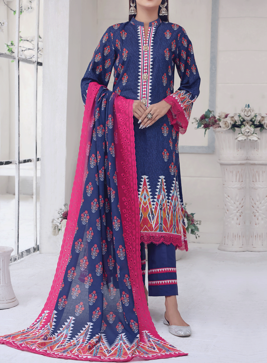 VS Textile Signature Embroidered Khaddar Unstitched 3 Piece Suit - 2593
