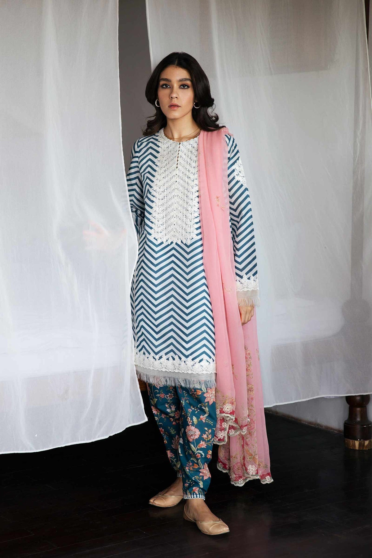 ZaraShajahan Unstitched 3 Piece D#1A