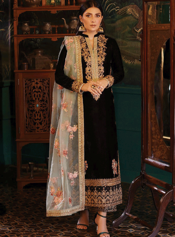 Zainab Chottani Embroidered Velvet Unstitched 3 Piece Suit - ZC23V 01 ANDLEEP
