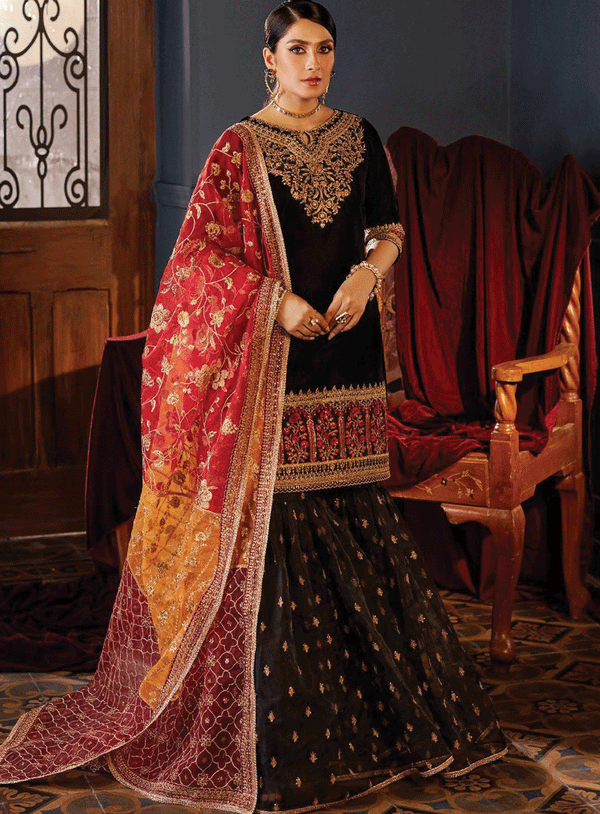 Zainab Chottani Embroidered Velvet Unstitched 3 Piece Suit - ZC23V 02 MEHR MAH