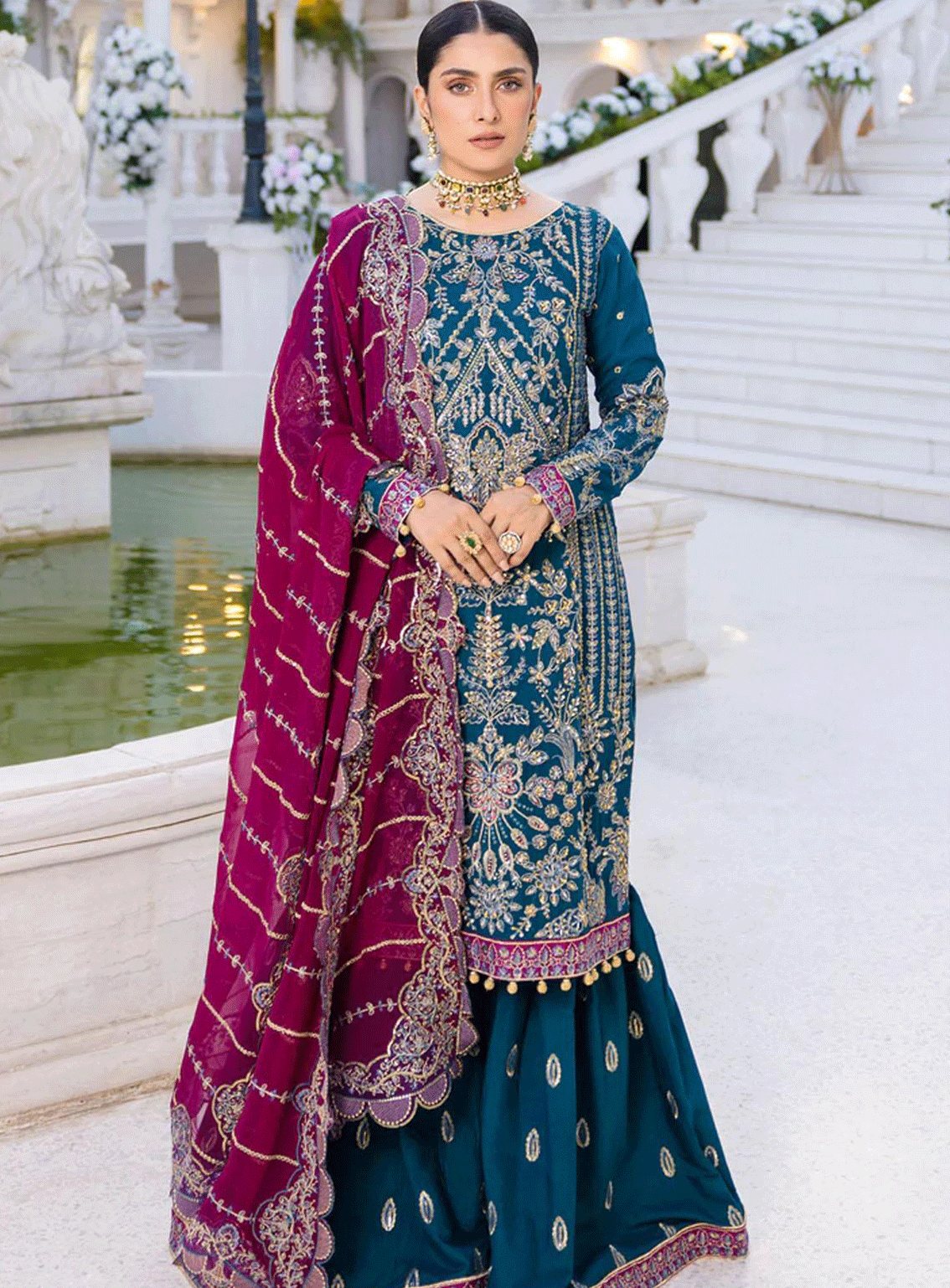 Zimal By Emaan Adeel Embroidered Chiffon Unstitched 3 Piece Suit - EA23ZF ZM-06 RUMESAH