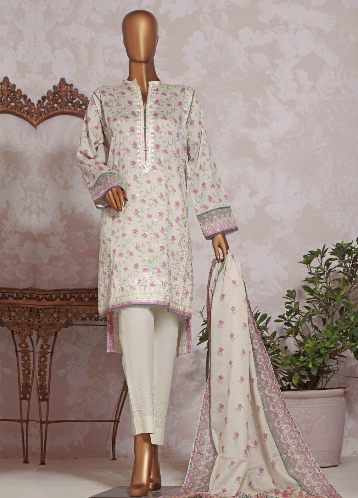 HZ Unstitched 3 Piece D#136