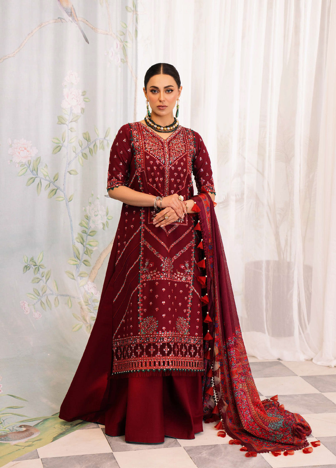 La'Hira By Bin Ilyas Embroidered Spring Lawn 3 Piece Unstitched Suit BI24LHSL-204-A
