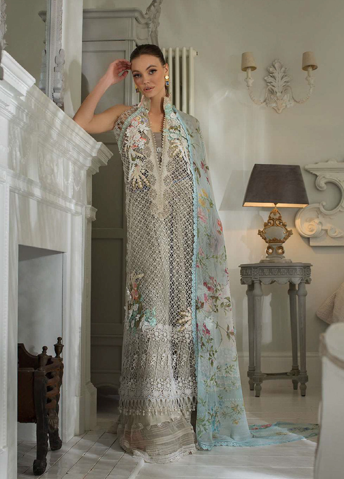 Sobia Nazir Embroidered Luxury Lawn 3 Piece Unstitched Suit SN24LL 7A