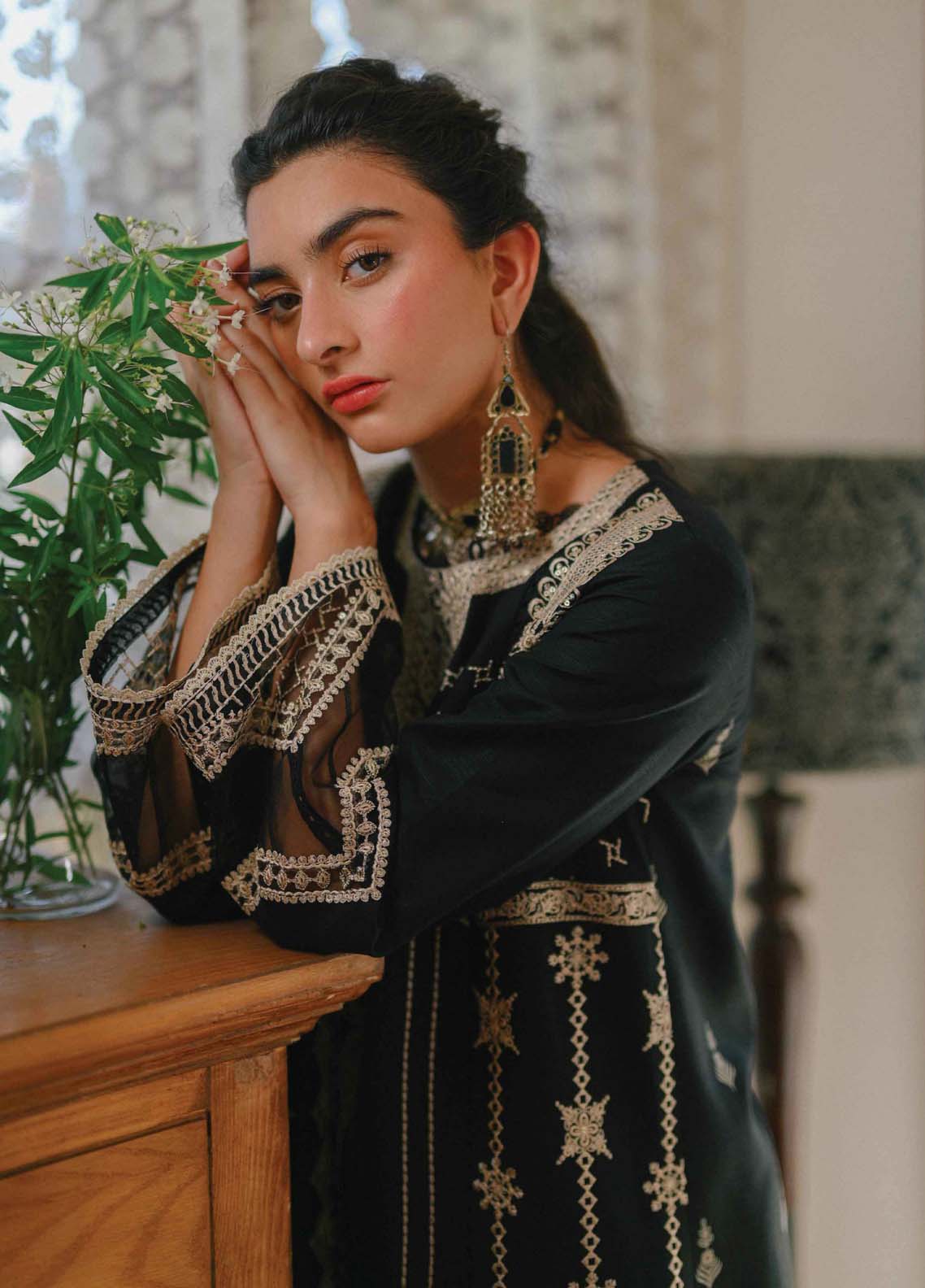 D#12 Qalamkar Qline Emb Linen Winter Collection 922