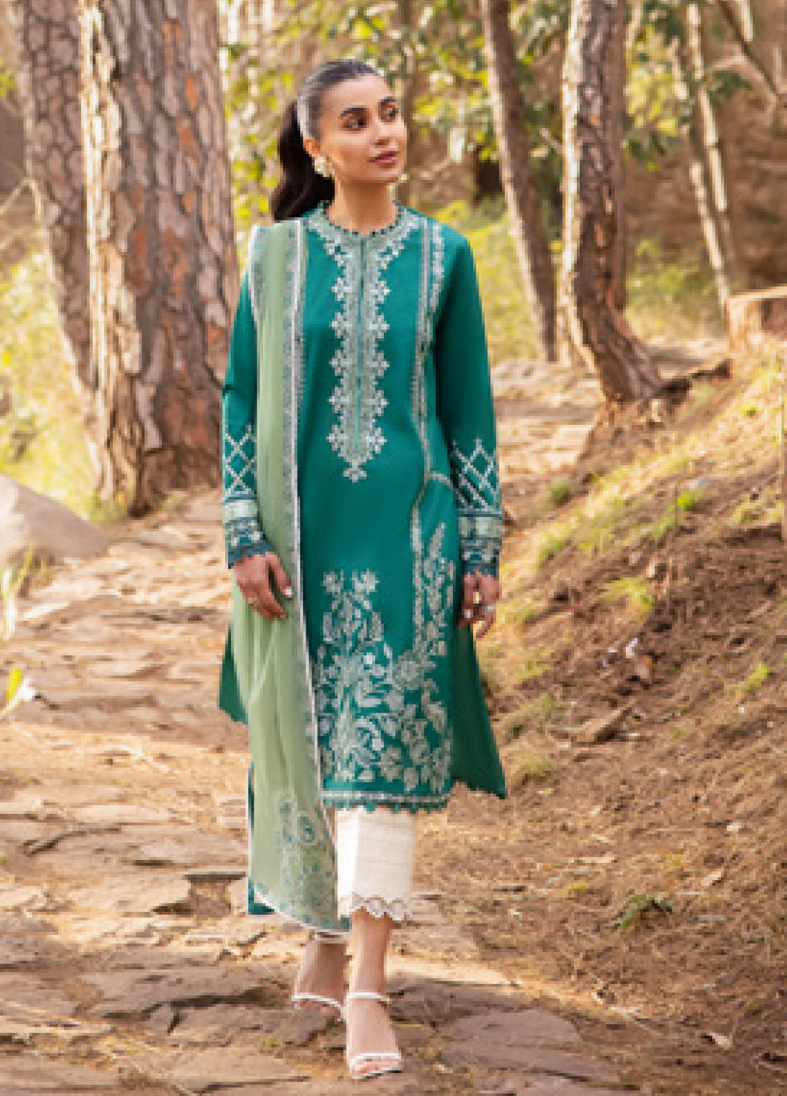 Zaha By Khadija Shah Embroidered Lawn 3 Piece Unstitched Suit ZH24EL D-11B