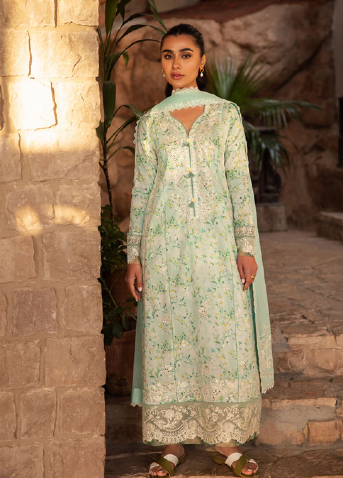 Zaha By Khadija Shah Embroidered Lawn 3 Piece Unstitched Suit ZH24EL D-13B