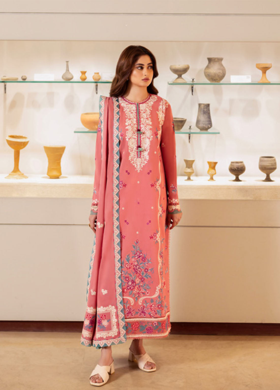 Zaha By Khadija Shah Embroidered Lawn 3 Piece Unstitched Suit ZH24EL D-2B